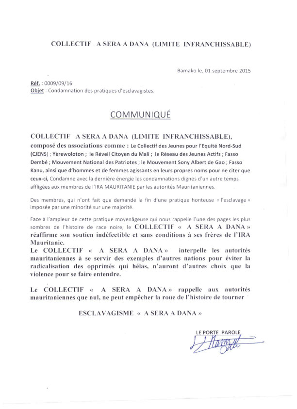 Communique de presse du Collectif A SERA A DANA Communique de presse du Collectif A SERA A DANA