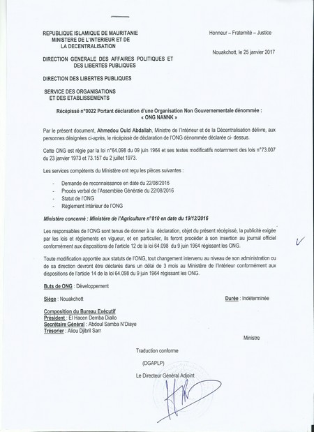 NANN-K Mauritanie : Avis au public NANN-K Mauritanie : Avis au public