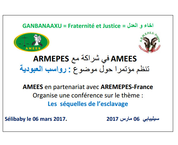 Note d'information : Le 6 Mars 2017,Journée nationale de l'antiesclavagisme en Mauritanie , un rendez-vous inédit à Sélibaby. Note d'information : Le 6 Mars 2017,Journée nationale de l'antiesclavagisme en Mauritanie , un rendez-vous inédit à Sélibaby.