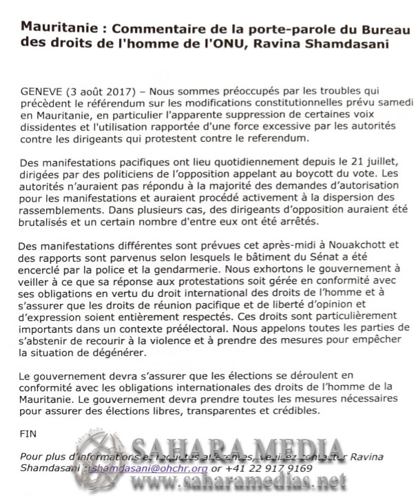 Les nations unies inquiètes à propos des troubles en Mauritanie Les nations unies inquiètes à propos des troubles en Mauritanie