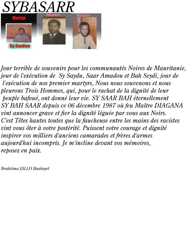 Hommage à SY BAH SAAR Hommage à SY BAH SAAR