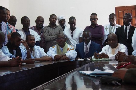 Les 11 activistes d’IRA libérés de prison le 18 novembre 2016, lors d’une conférence de presse tenue le 30 novembre à Nouakchott. © 2016 Marie Fora Les 11 activistes d’IRA libérés de prison le 18 novembre 2016, lors d’une conférence de presse tenue le 30 novembre à Nouakchott. © 2016 Marie Fora