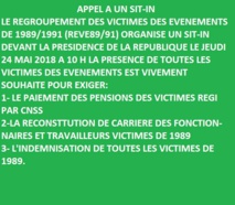 APPEL A UN SIT-IN DEVANT LA PRÉSIDENCE DE LA RÉPUBLIQUE