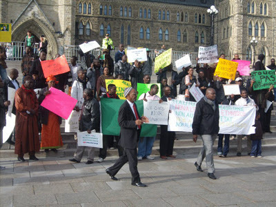 Manifestation de la diaspora Mauritanienne au Canada pour dénoncer l’enrôlement racial en cours en république islamique de Mauritanie.