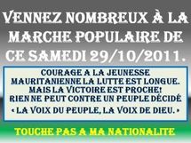 « TOUCHE PAS A MA NATIONALITE » ORGANISE UNE MARCHE LE SAMEDI 29 OCTOBRE 2011 A PARTIR DE 10H