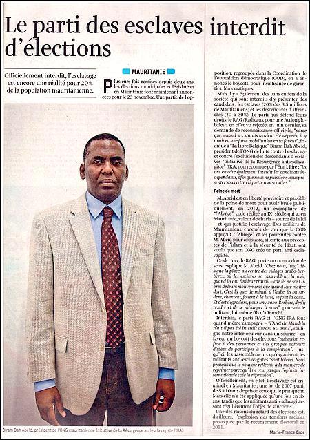Le parti des esclaves interdit d’élections