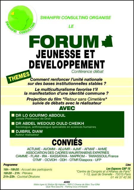 Paris : Lô Gourmo Abdoul, Abdel Weddoud Ould Cheikh et Djibril Diaw, invités du Forum Jeunesse & Développement