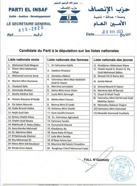 INSAF publie enfin ses listes nationales: Marquez les pas! INSAF publie enfin ses listes nationales: Marquez les pas!