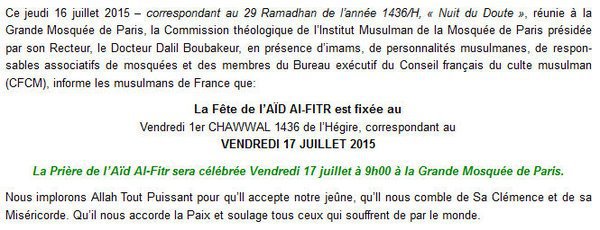 L’Aïd El Fitr célébré demain en France, en Arabie Saoudite et au Bénin, entre autres L’Aïd El Fitr célébré demain en France, en Arabie Saoudite et au Bénin, entre autres