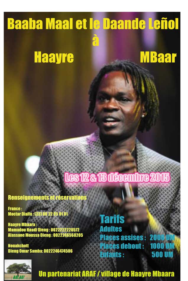Baaba Maal et la Dande Leñol à Haayre Mbaar les 12 et 13 décembre 2015