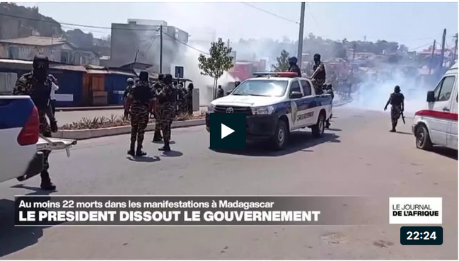 Madagascar : le président dissout le gouvernement à la suite de manifestations meurtrières Madagascar : le président dissout le gouvernement à la suite de manifestations meurtrières