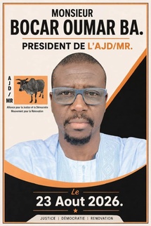 Le Parti AJDMR élit Bocar Oumar Ba président, dim. 23 août 2026