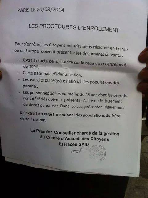 Communiqué : Ambassade de la Mauritanie à Paris