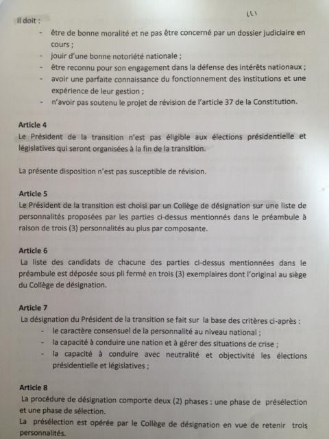 Burkina: le projet de charte «socle» de la sortie de crise