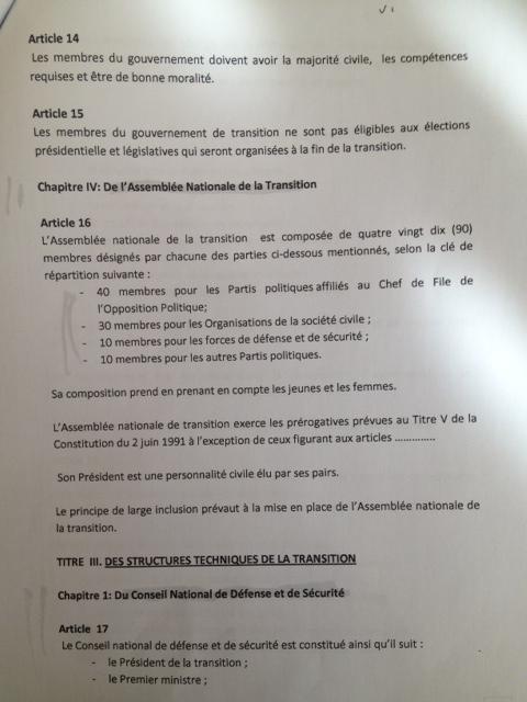 Burkina: le projet de charte «socle» de la sortie de crise