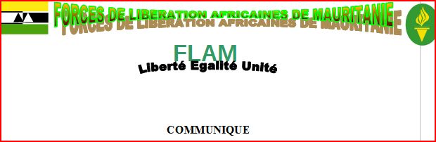 COMMUNIQUE: Forces de Libération Africaines de Mauritanie