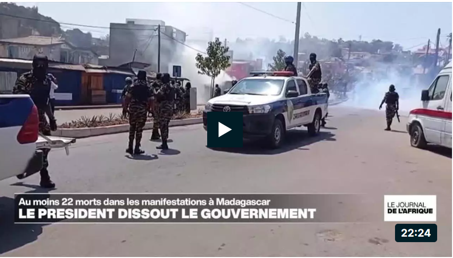Madagascar : le président dissout le gouvernement à la suite de manifestations meurtrières
