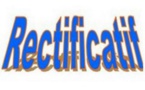 SAMBA THIAM : AVERTISSEMENT (RECTIFICATIF)